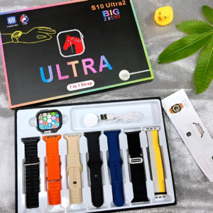 S10 Ultra 2 Smart Watch for Kids & Adults | 7 Straps | Titanium Body | Magnetic Charger | Fitness & Health Tracker | Water Resistant
