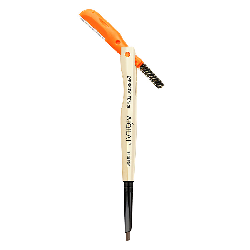 Aiqilai 3 in 1 Eyebrow Pencil | Eyebrow Pencil Gel | Anti-Smudge | Long-Lasting | Three-in-One | Double-Headed | Folding Eyebrow Trimming Knife | Brush - Image 5