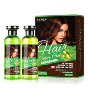 Lichen Professional Hair Color Gel 500ML – Long-Lasting Natural Black & Dark Brown Hair Dye | Ammonia-Free Formula for Smooth & Shiny Hair