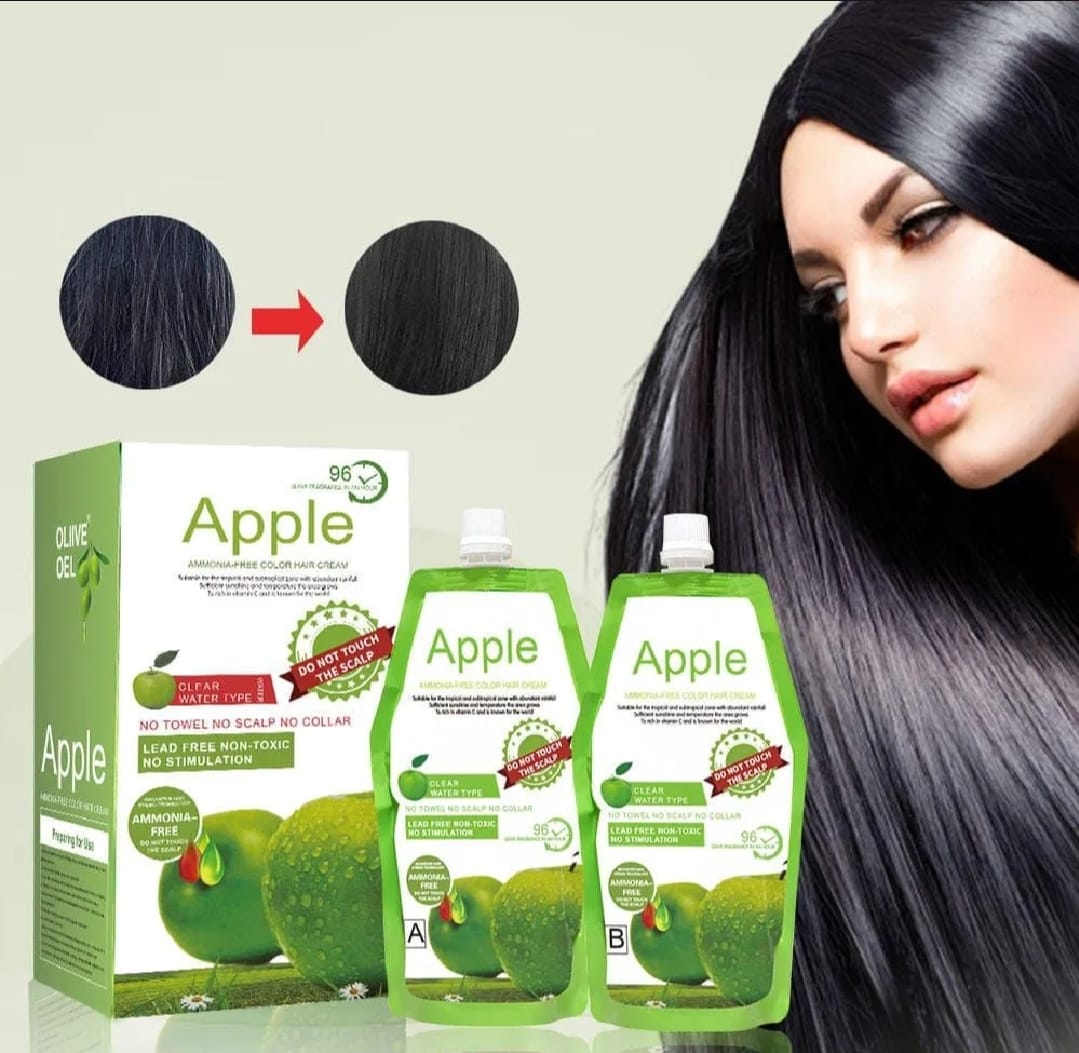 Apple Hair Color Cream – 500ml Ammonia-Free Dark Brown | Natural-Looking Coverage, Long-Lasting Shine & Nourishing Formula for Healthy Hair