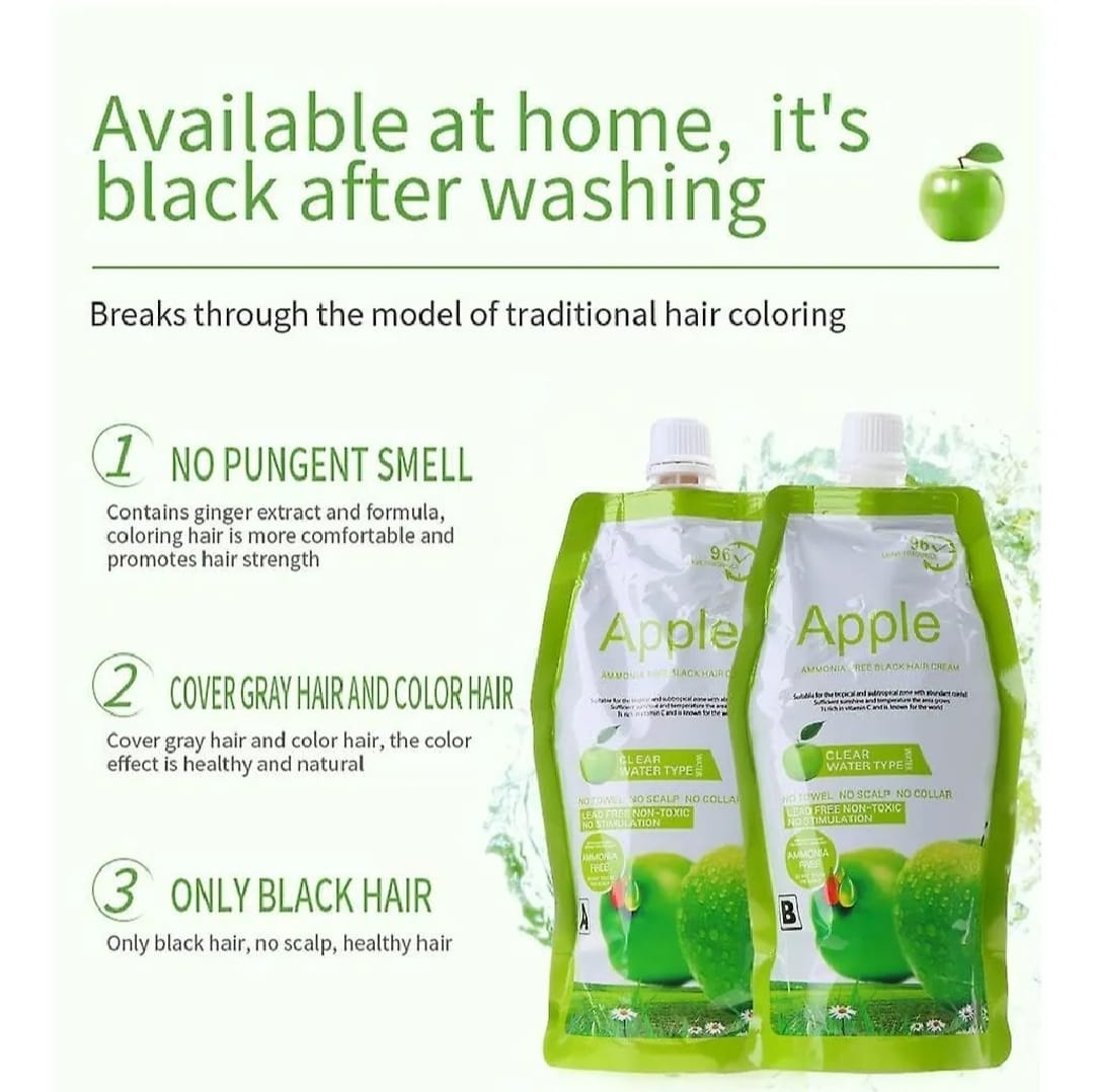 Apple Hair Color Cream – 500ml Ammonia-Free Dark Brown | Natural-Looking Coverage, Long-Lasting Shine & Nourishing Formula for Healthy Hair - Image 3