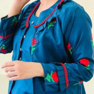 Silk Fancy Gown 3PC for Women | Elegant Party Wear Dress | Premium Embroidered Gown, Trouser & Dupatta Set
