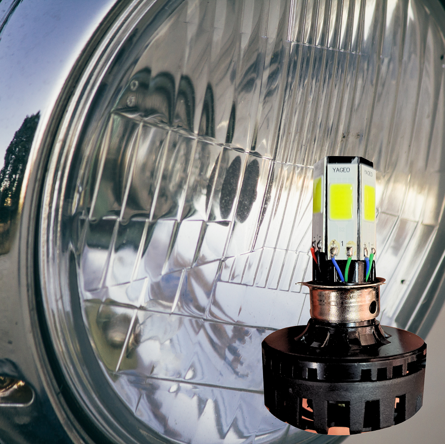 M6 LED Headlight with Built-in Cooling Fan | 3 Function High/Low/Flasher Light | Universal Fit for All Bikes