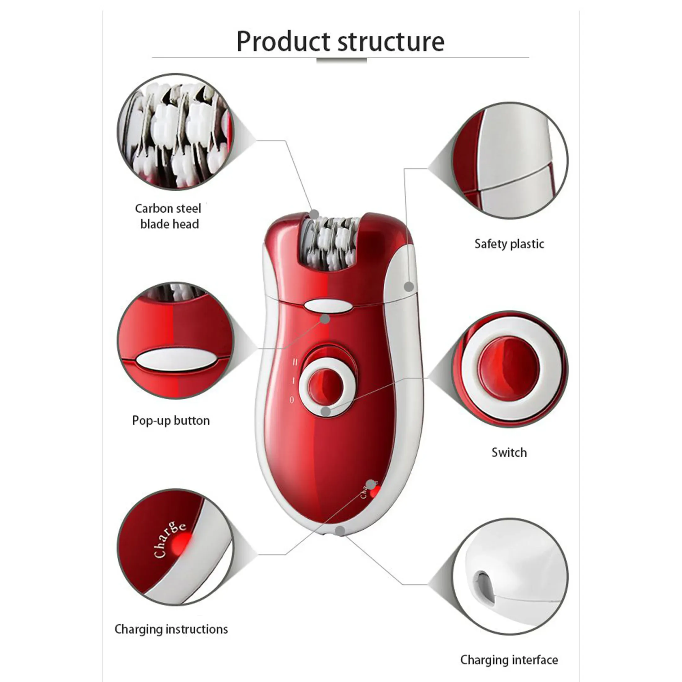 Kemei KM-3068 3-in-1 Rechargeable Epilator for Women – Electric Hair Removal, Shaver & Trimmer Set with Multiple Heads | Smooth Skin Tool for Face & Body - Image 9