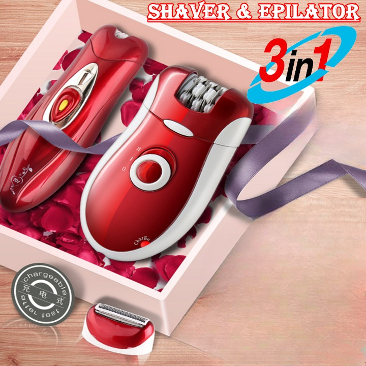 Kemei KM-3068 3-in-1 Rechargeable Epilator for Women – Electric Hair Removal, Shaver & Trimmer Set with Multiple Heads | Smooth Skin Tool for Face & Body - Image 7