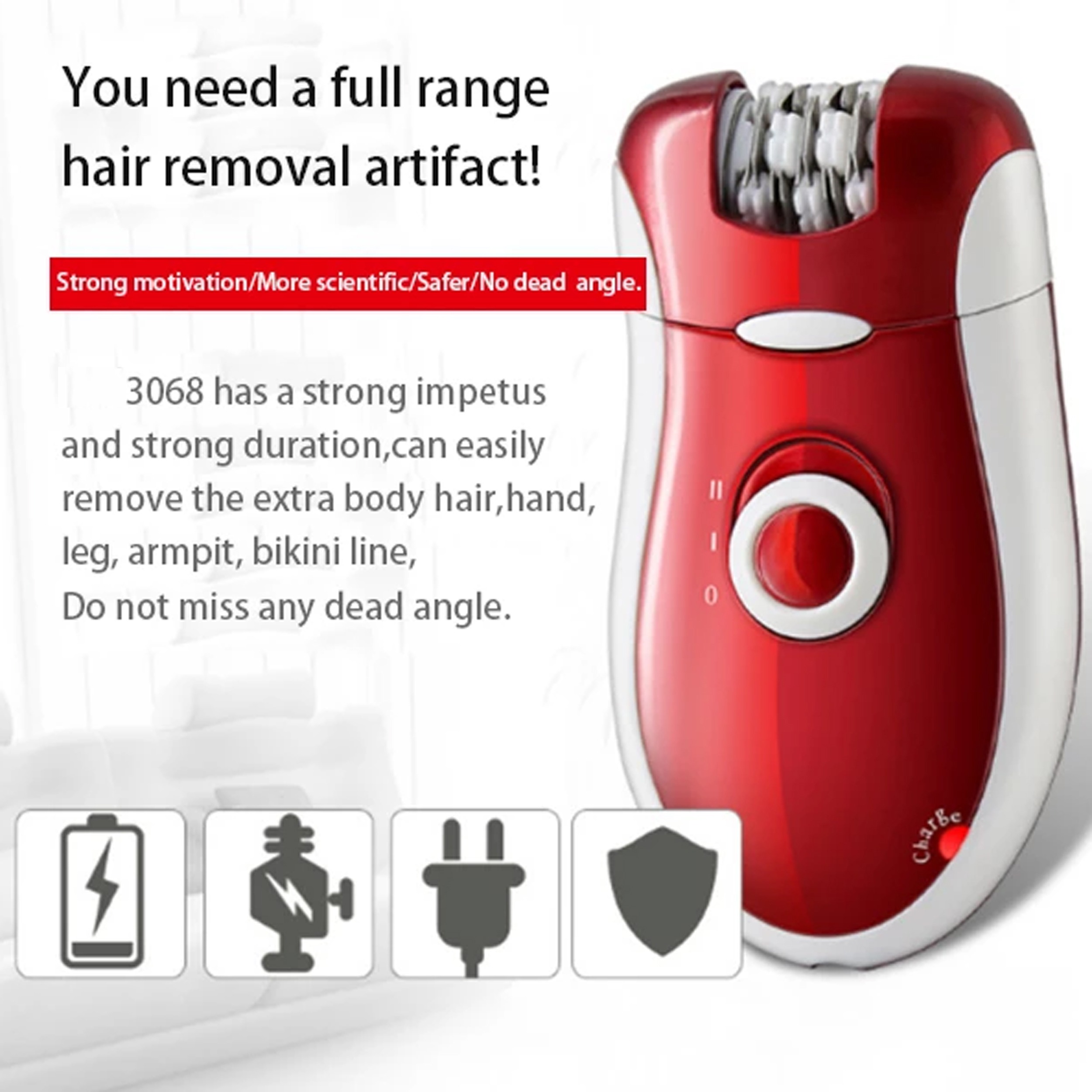 Kemei KM-3068 3-in-1 Rechargeable Epilator for Women – Electric Hair Removal, Shaver & Trimmer Set with Multiple Heads | Smooth Skin Tool for Face & Body - Image 13