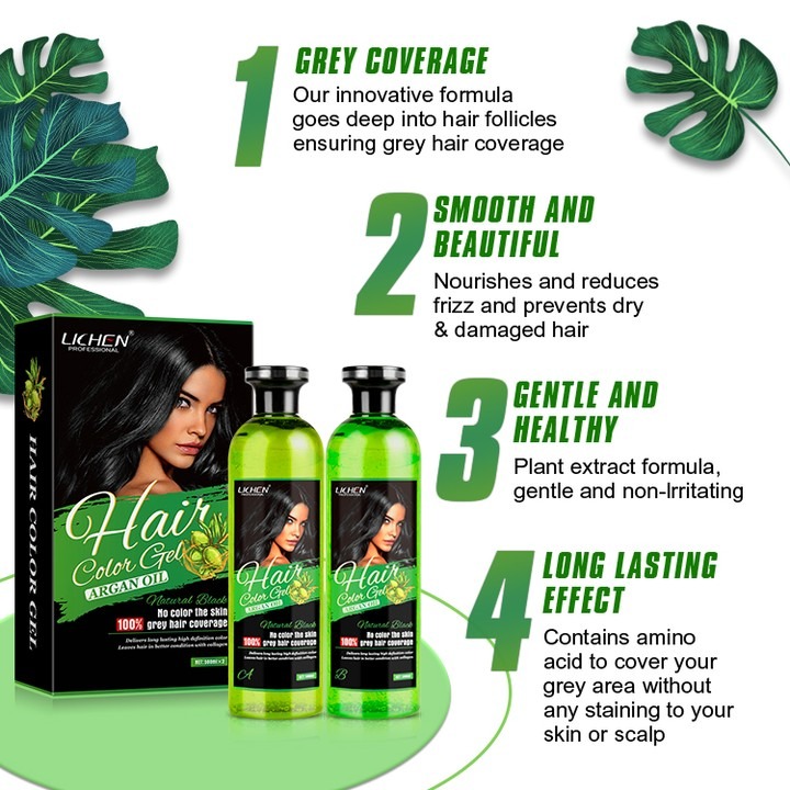 Lichen Professional Hair Color Gel 500ML – Long-Lasting Natural Black & Dark Brown Hair Dye | Ammonia-Free Formula for Smooth & Shiny Hair - Image 8