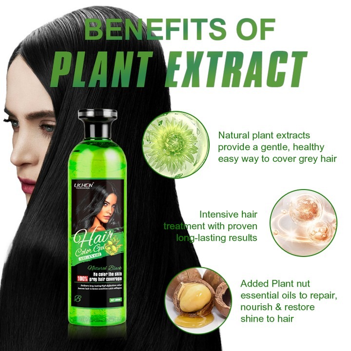 Lichen Professional Hair Color Gel 500ML – Long-Lasting Natural Black & Dark Brown Hair Dye | Ammonia-Free Formula for Smooth & Shiny Hair - Image 7