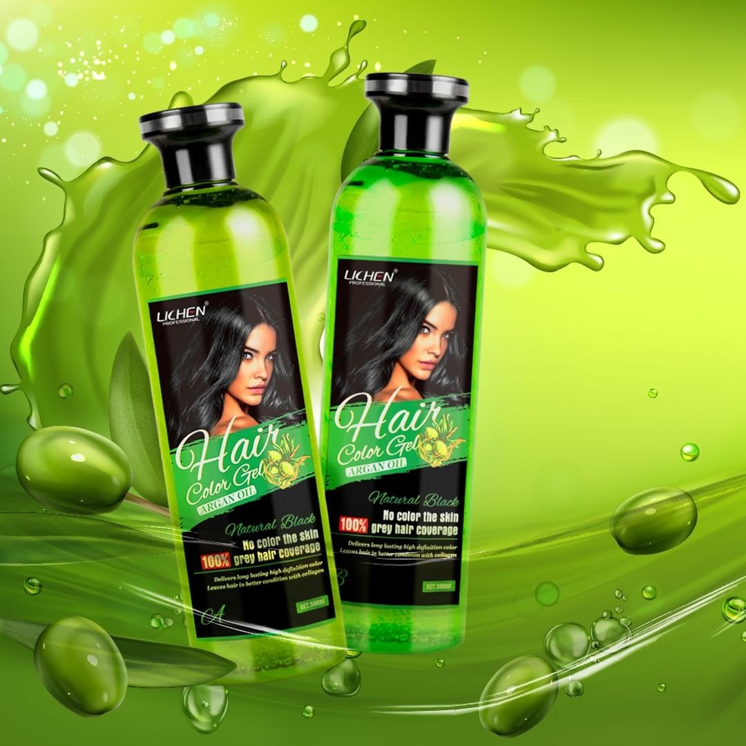Lichen Professional Hair Color Gel 500ML – Long-Lasting Natural Black & Dark Brown Hair Dye | Ammonia-Free Formula for Smooth & Shiny Hair - Image 4
