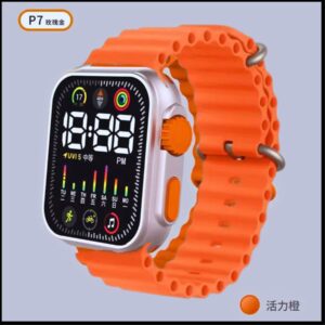 Salicon Digital Display Strap Watch – Stylish Unisex Casual Watch | Orange & Gray Colors | With Box