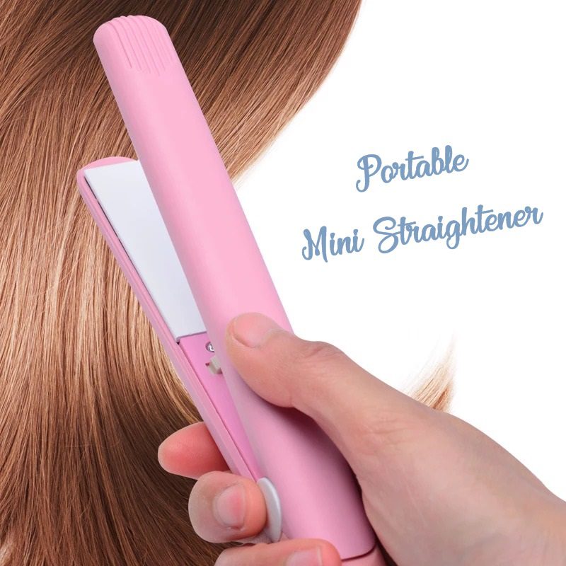 Mini Portable Hair Straightener | Travel-Size Flat Iron for Smooth, Silky & Frizz-Free Hair | Compact Ceramic Styling Tool with Packing Box (Random Color)
