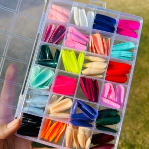 Artificial Nails Pack – 576pcs with Glue & Nail Art Stickers | Full Set for Salon-Style Manicure at Home