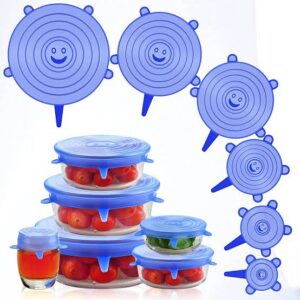 6pcs Silicone Lid Spill Stopper Set – Universal Reusable Suction Lids for Bowls, Pots, Pans & Cups | Heat-Resistant Silicone Covers for Kitchen Use
