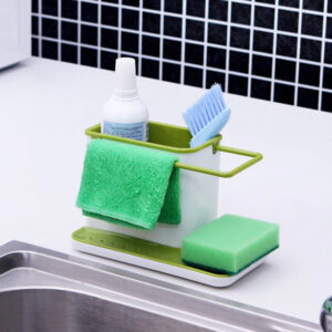 3-in-1 Soap Pump Dispenser with Sponge & Brush Holder – Self-Draining Sink Organizer for Kitchen Cleaning (Hot Selling Tool)