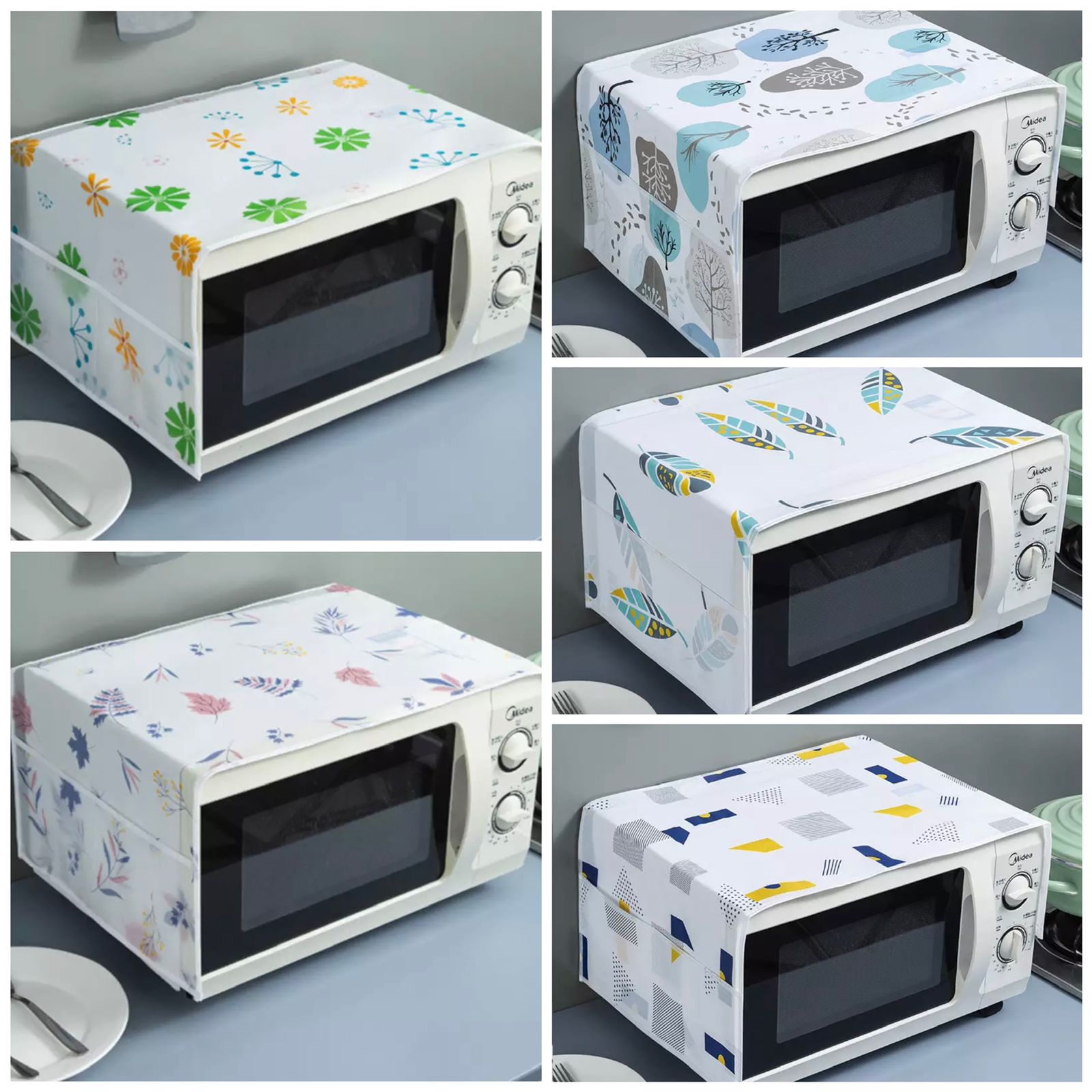 Microwave Oven Cover – Waterproof, Dustproof Kitchen Cover with Double Storage Pockets (Random Design, Made in China)