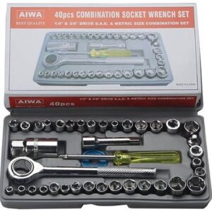 40-Piece Socket Wrench Tool Set – Ratchet Spanner & Socket Kit for Car, Bike, Motorcycle & Home Repair (Metric & SAE Sizes)