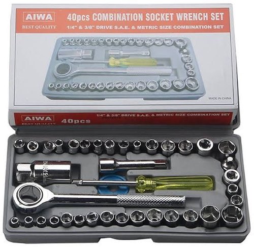 40-Piece Socket Wrench Tool Set – Ratchet Spanner & Socket Kit for Car, Bike, Motorcycle & Home Repair (Metric & SAE Sizes)