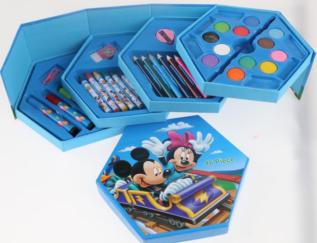 46 Pcs Kids Painting Color Kit | Disney Cartoon Art Set | Fun Drawing & Coloring Set for Kids (Random Design/Color)