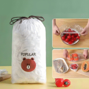 100 PCS Disposable Food Cover & Shopper Bags – Multi-Purpose, Stretchable, Hygienic Food Protection Covers