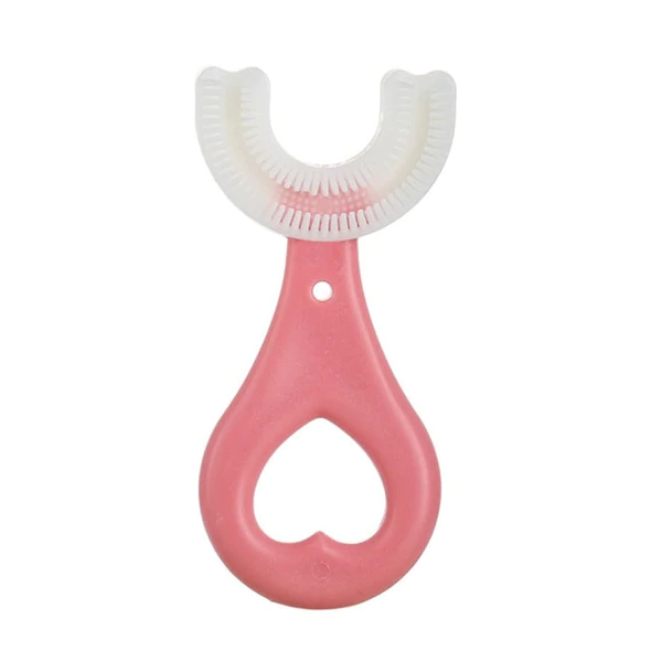 360° U-Shaped Baby Toothbrush | Soft Silicone Kids Toothbrush for Oral Care & Teething | Gentle Teeth Cleaning Brush for Toddlers (Random Color, Without Box)