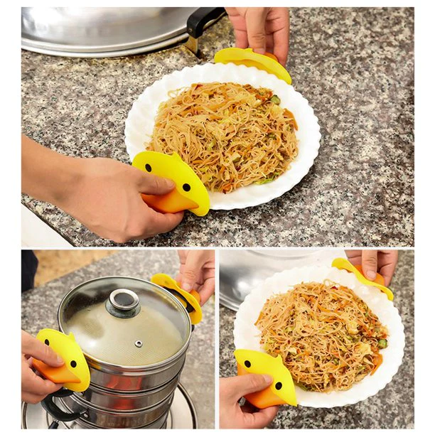 Duck Shape Pot Holder – Pack of 2 | Heat Resistant Silicone Pot Gripper | Cute Kitchen Accessories for Cooking & Baking