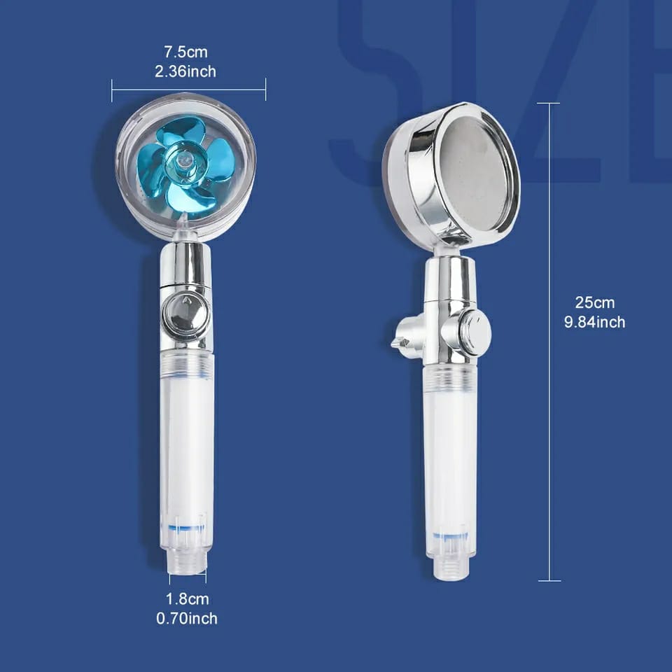 Pressurized Turbine Shower Head – One-Piece Water Stop Shower Accessory (Random Color, High Pressure)