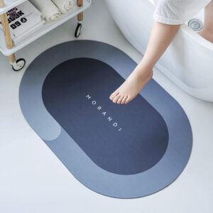 Round Super Absorbent Bath Mat – Quick Drying Non-Slip Bathroom & Kitchen Rug (Random Color, Modern Napa Skin Texture)