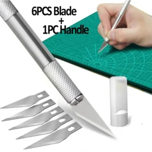 Wood Carving Pen & Craft Knife Set with 6 Blades – Precision Cutter Tool for Paper, Clay, DIY Art, Sculpting & Handcraft Work