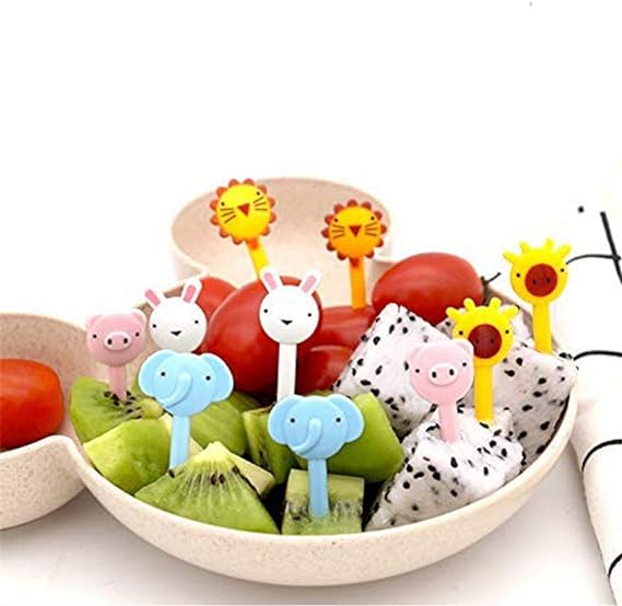Set of 10Pcs Kids Fruit Forks | Cute Mini Reusable Picks for Lunch Box, Snacks & Bento | Cartoon Food Forks (Random Designs) - Image 2