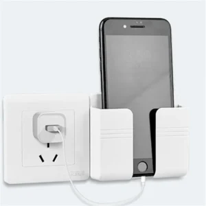 Wall-Mounted Mobile Phone Charging Holder – Universal Fit, No-Drill, Strong Adhesive – White