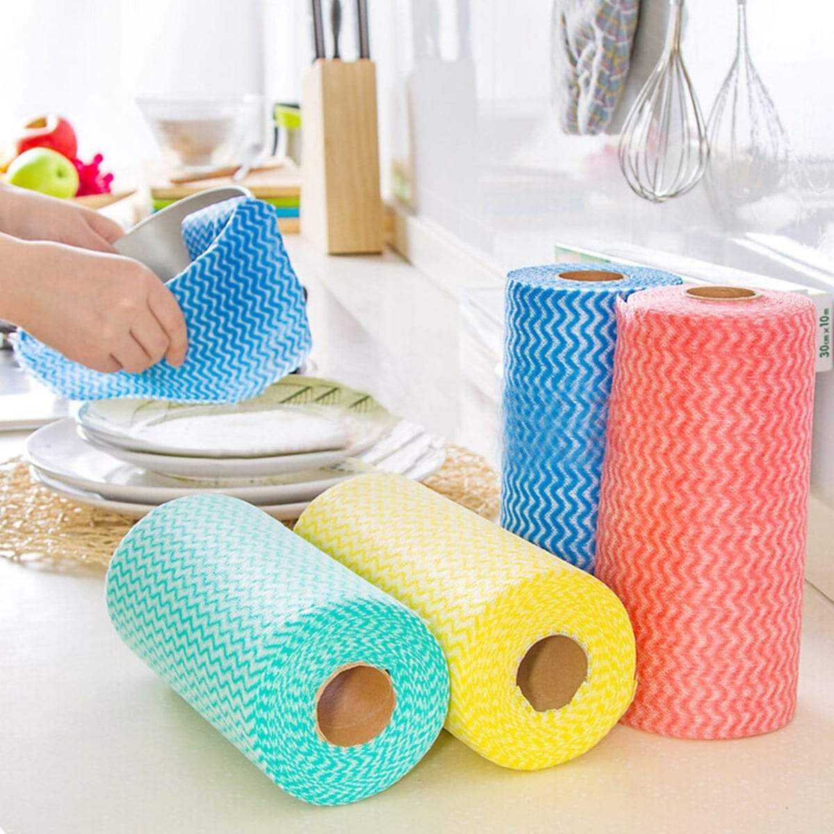 50-Sheet Roll Tissue Paper Cleaning Wipes – Disposable, Multipurpose Household Cleaning Cloth (Random Color)