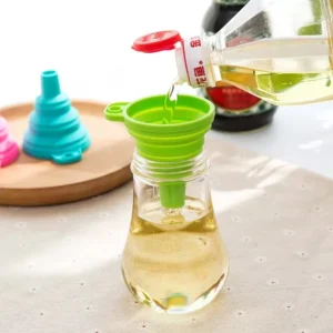 Silicone Oil Funnel – Flexible Foldable Kitchen Liquid Oil Dispensing Tool for Cooking, Baking & Storage (Random Color)
