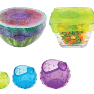 Set of 4 Reusable Silicone Food Covers – Fresh-Keeping Wraps & Bowl Seals (Random Color)