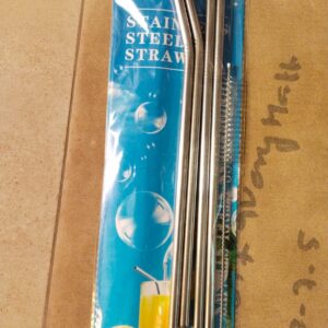 5 Pcs Reusable Stainless Steel Straws Set – Eco-Friendly Metal Drinking Straws with Cleaning Brush for Smoothies & Juices
