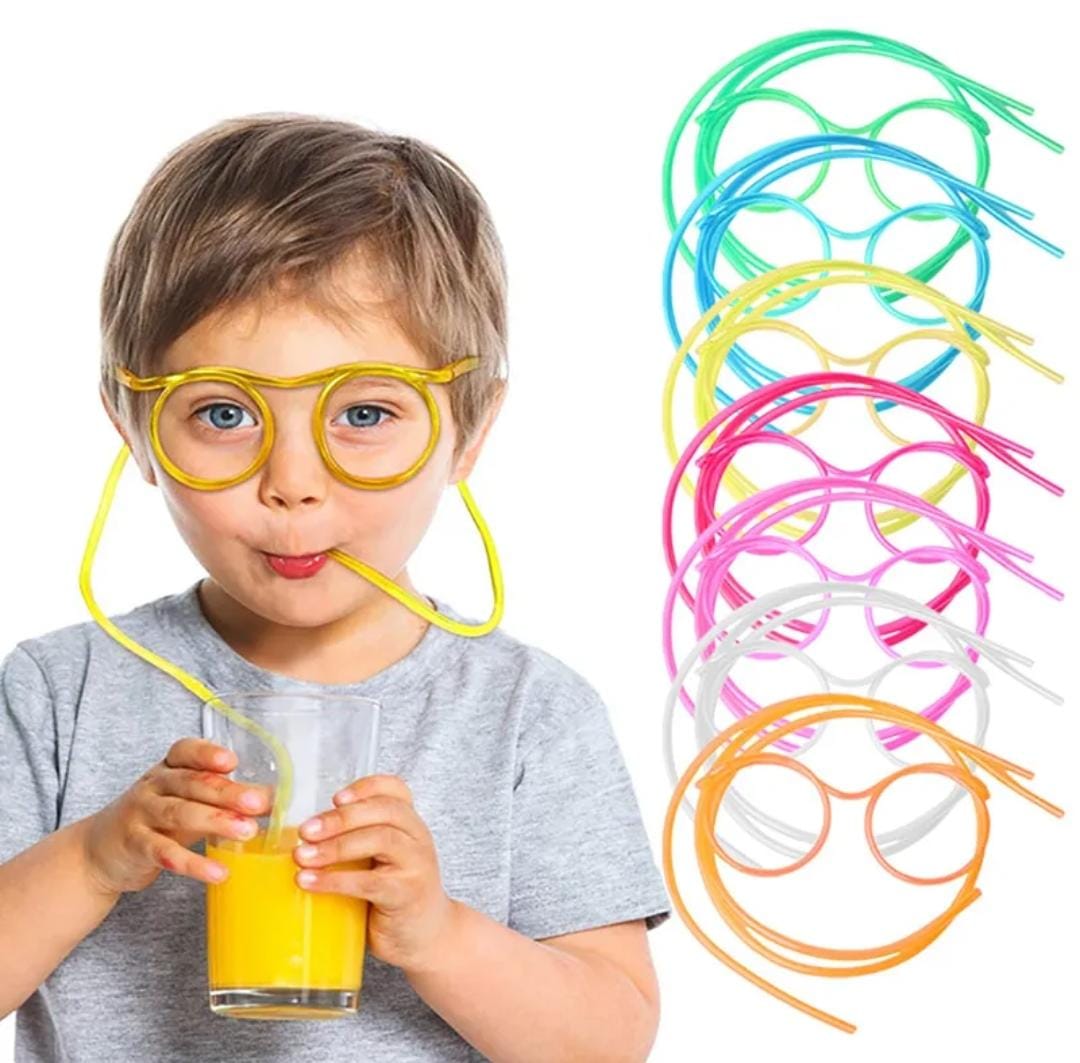 Funny Glasses Drinking Straw – Reusable Plastic Straw for Kids & Parties – Crazy Eyeglass Straw (Random Color)