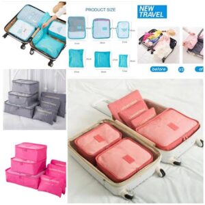 6PCS Travel Storage Bag Set | Portable Luggage Organizer Cubes & Toiletry Pouch | Clothes Tidy Zip Bags for Home & Travel – Multi (Random Colors)