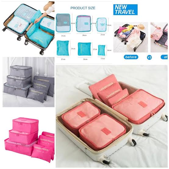6PCS Travel Storage Bag Set | Portable Luggage Organizer Cubes & Toiletry Pouch | Clothes Tidy Zip Bags for Home & Travel – Multi (Random Colors)