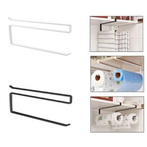 Under Cabinet Paper Towel Holder – Space Saving Kitchen Roll Rack Organizer – No-Drill Hanging Towel Hanger (Random Color)
