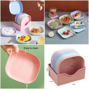 10Pcs Multi-Function Spit Bone Dish Set – Food Grade Plastic Round & Square Plates for Table Waste (Dining Table Garbage Plates)