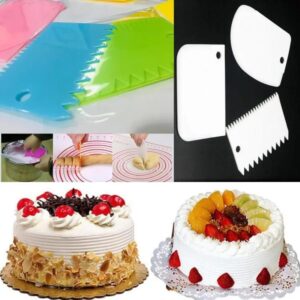 3Pcs Plastic Cake Cream Spatula & Dough Scraper Set – Baking & Pastry Decorating Tools (Random Color)