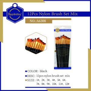 12-Piece Multi-Shape Paint Brush Set – Black Handle Artist Brushes for Acrylic, Oil & Watercolor Painting