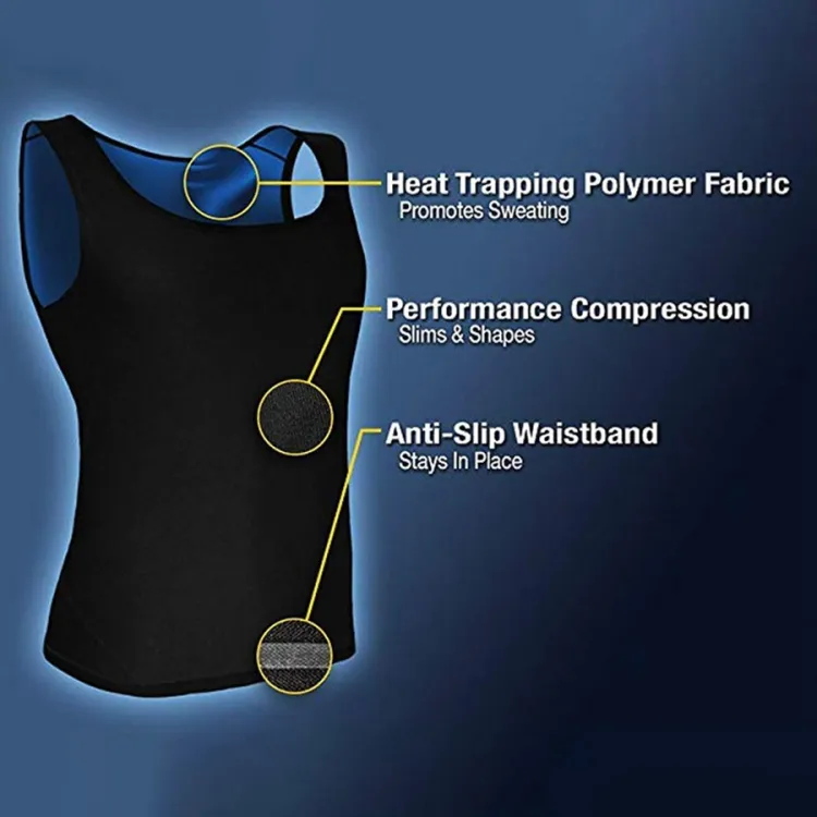 Men Sweat Shaper Polymer Vest | Slimming Body Shaper for Men | Sweat Sauna Tank for Weight Loss & Workout (Instant Slim Fit) - Image 3