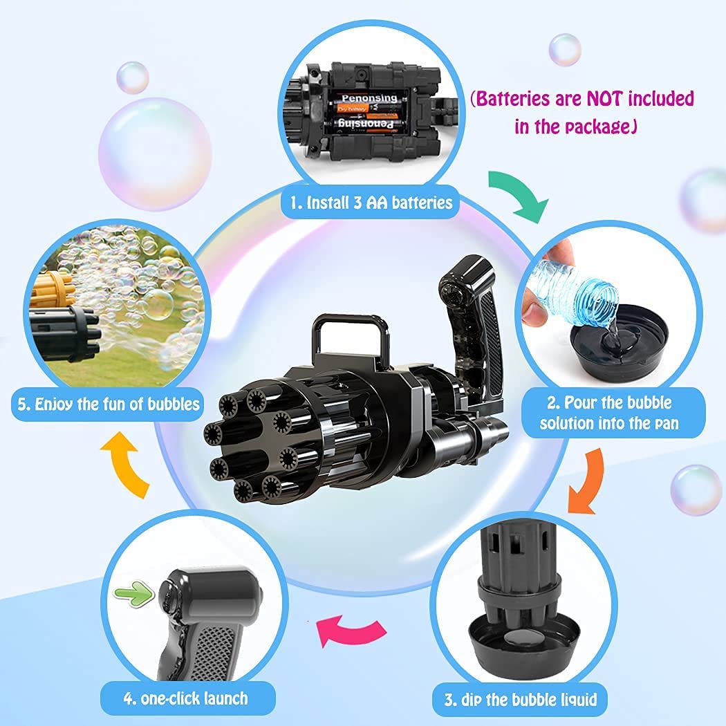 Automatic Bubble Gun for Kids – Gatling Water Bubble Shooter | Fun Bubble Machine Toy for Boys & Girls - Image 5