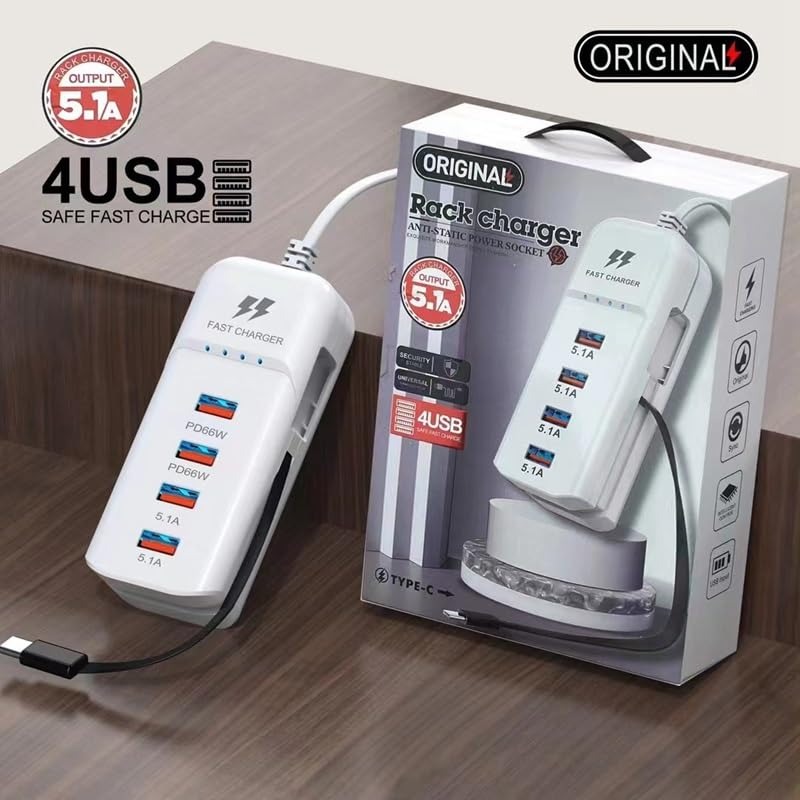 PD 66W Fast Charger – 5.1A USB & Type-C High-Speed Adapter | Super-Fast Mobile Charger with Cable for Phones & Laptops - Image 4