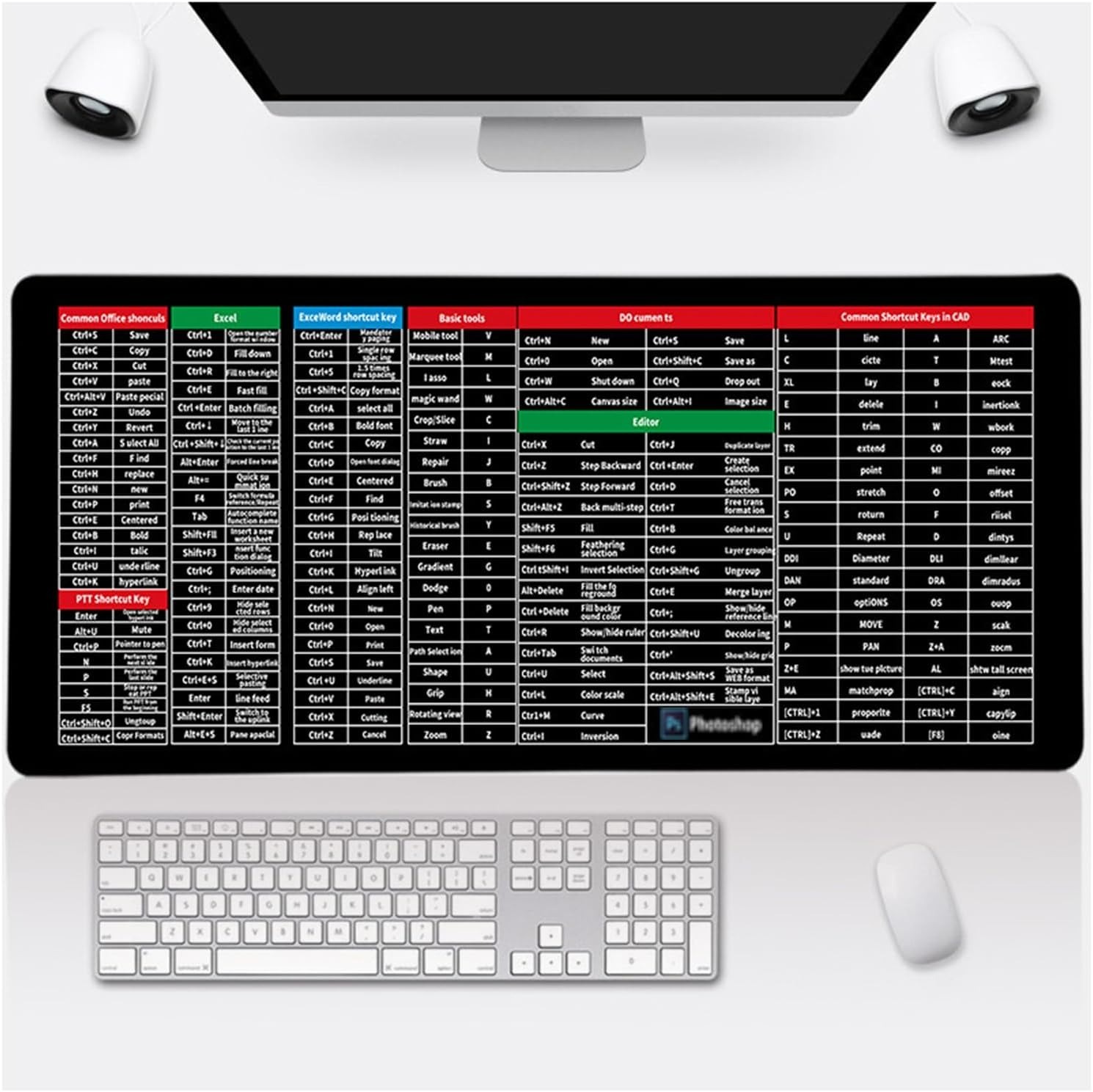 Shortcut Keyboard MAT Office PS Lock Edge CAD/WO/AI/Excel/CDR/PPT Keyboard Table Mat Consignment - Image 2