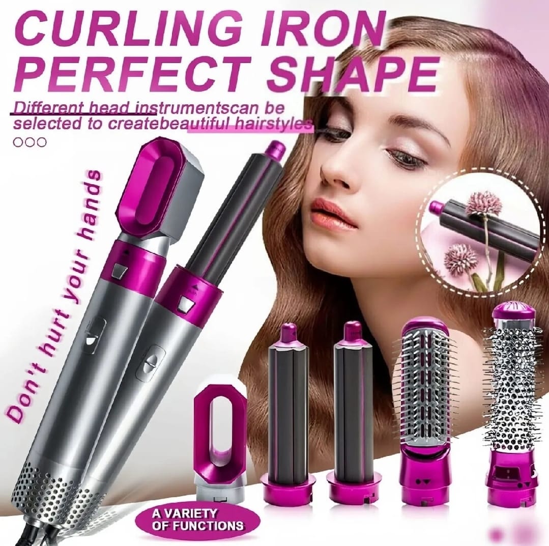 5 in 1 Hair Styler Brush – Electric Air Wrap, Straightener, Curler, Blow Dryer & Volumizer | Negative Ionic Technology with Detachable Brush Heads | Professional Salon Styling Tool - Image 4