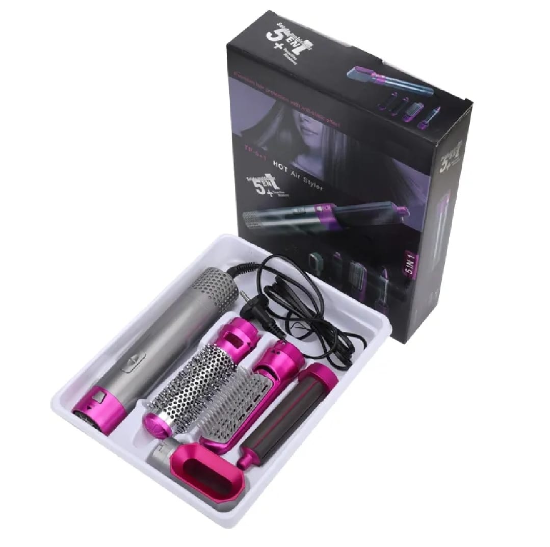 5 in 1 Hair Styler Brush – Electric Air Wrap, Straightener, Curler, Blow Dryer & Volumizer | Negative Ionic Technology with Detachable Brush Heads | Professional Salon Styling Tool - Image 2