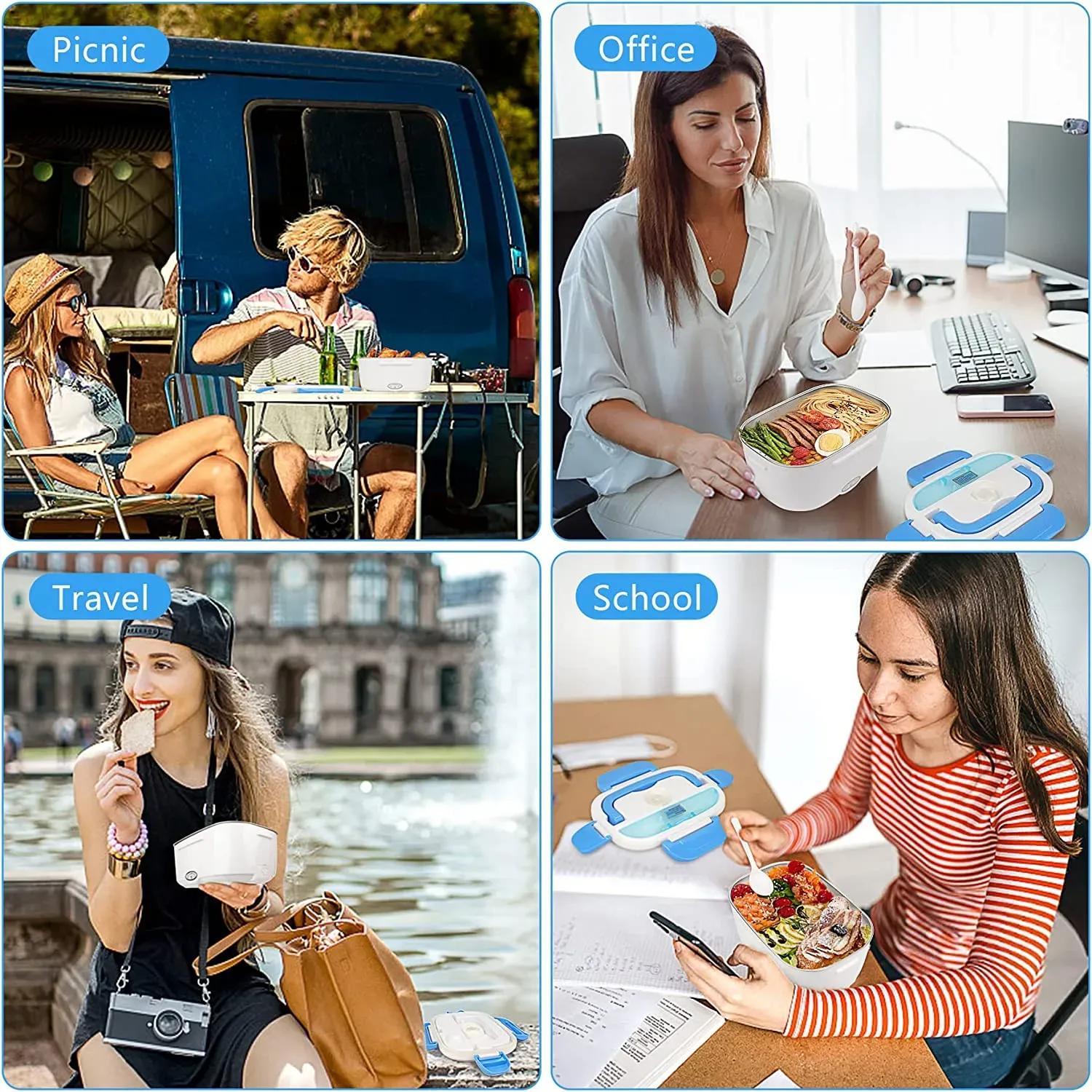 Waterproof Portable Electric Heating Lunch Box for Car & Office | Leakproof Food Warmer with Stainless Steel Container for Travel & Home Use - Image 4