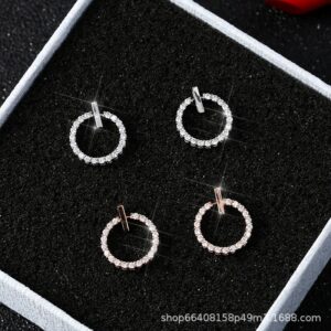 Chic Korean Circle Earrings! ✨ ZVT-168 Circle Zircon – Golden Hoops with Sparkle for a Modern, Elegant Look