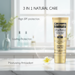 Collagen Ultra Protect Sunblock SPF 60+ PA+++ – 3-in-1 Moisturizing, Whitening & Waterproof Sunscreen for Long-Lasting Protection